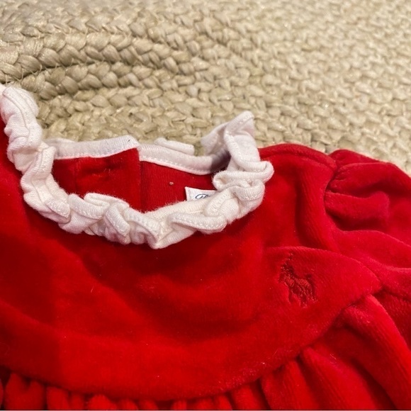 Ralph Lauren Velour Trim Footed Coverall, Park Avenue Red, Size 3m - Picture 6 of 6